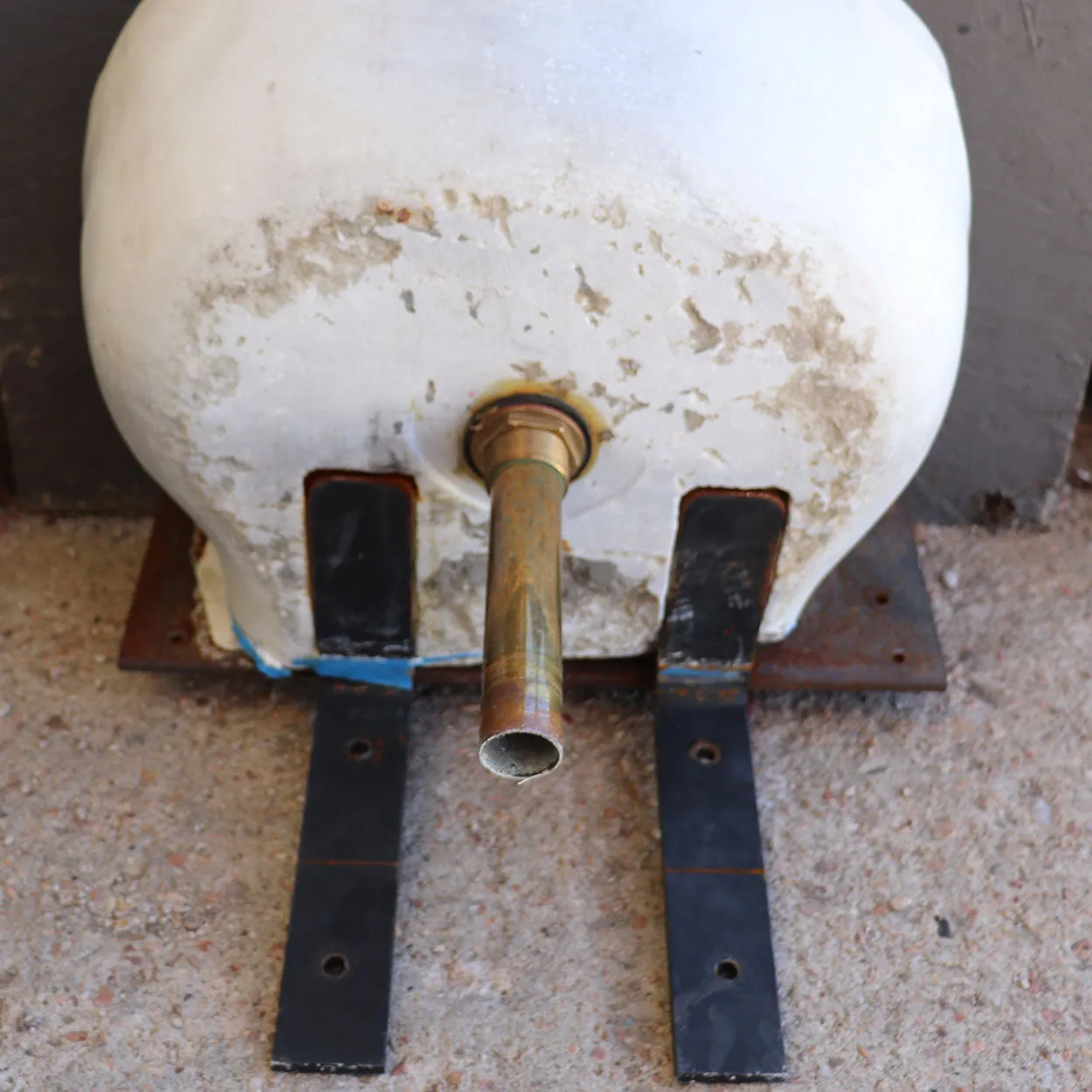 French Provincial White Marble Wall Mount Sink and Brass Faucet