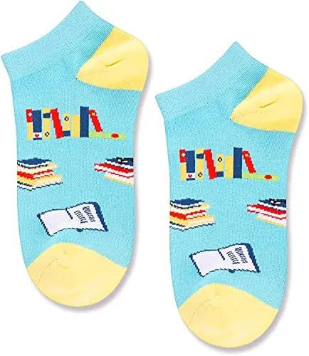 Funny Book Socks for Women, Novelty Women's Reading Socks, Best Gifts for Book lovers, Gift For Middle School, High School, College, Grad School, Or Phd Students
