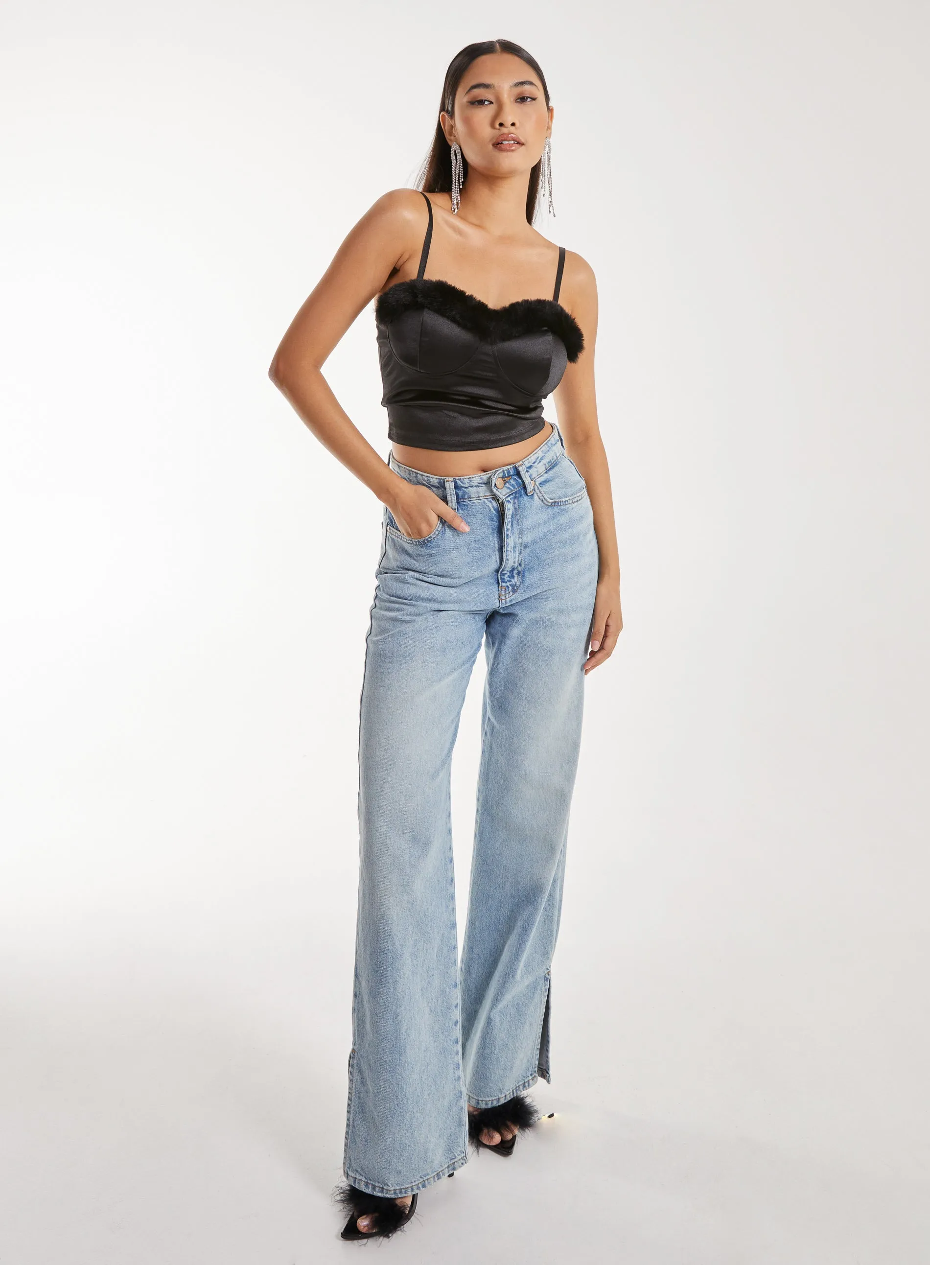 Fuzzy Trim Bralette