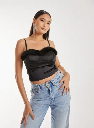 Fuzzy Trim Bralette