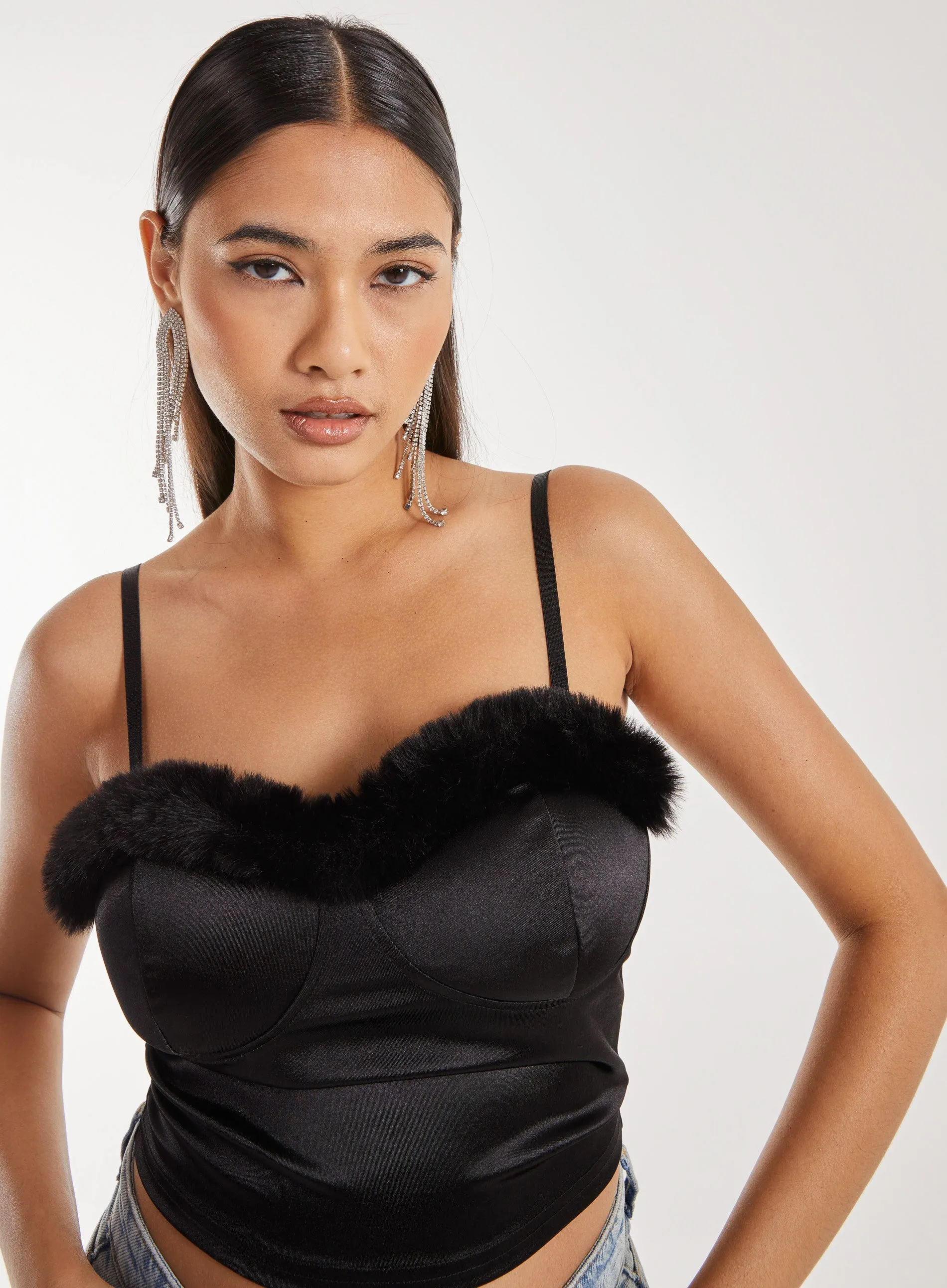 Fuzzy Trim Bralette