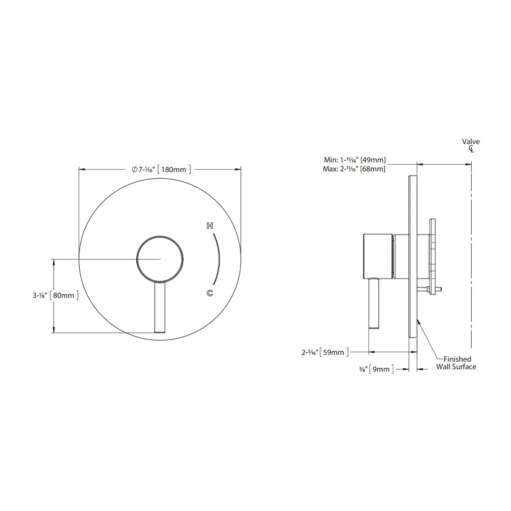 G Complete Pressure Balance Shower Mixer - Wall Mount - 8" Brass/Polished Chrome