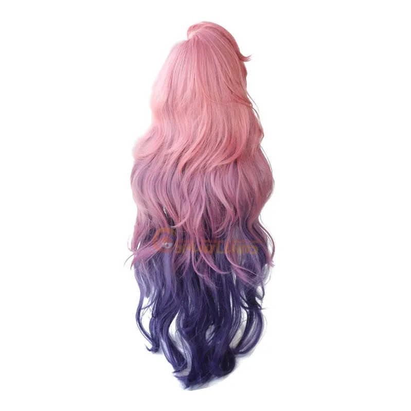 Game LOL Seraphine 100cm Long Pink Gradient Purple Wavy Cosplay Wigs