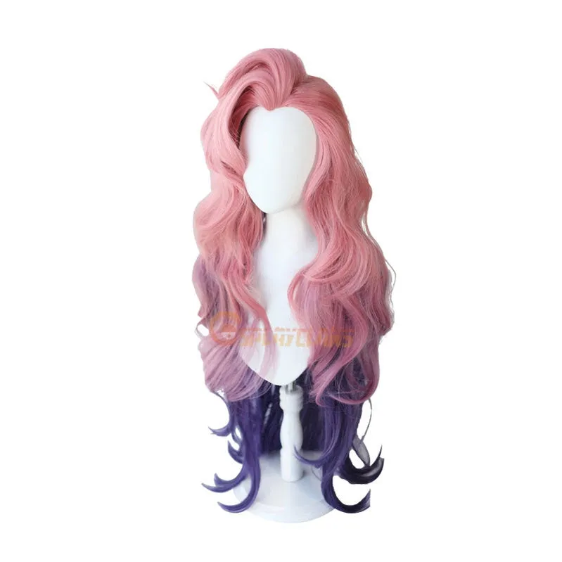 Game LOL Seraphine 100cm Long Pink Gradient Purple Wavy Cosplay Wigs