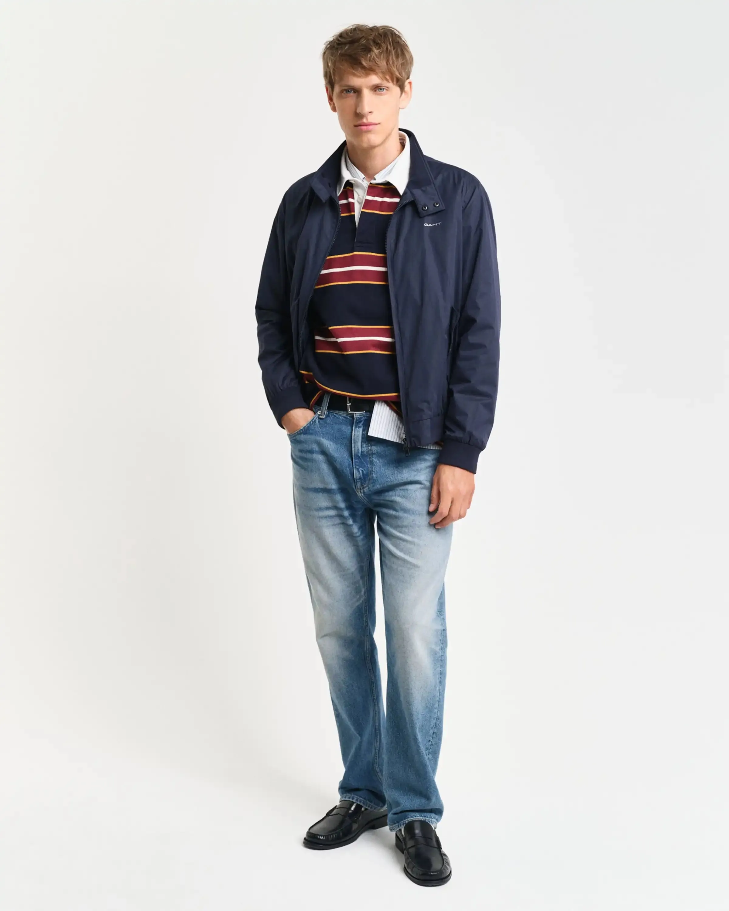 GANT Mens Lightweight Harrington Jacket Evening Blue