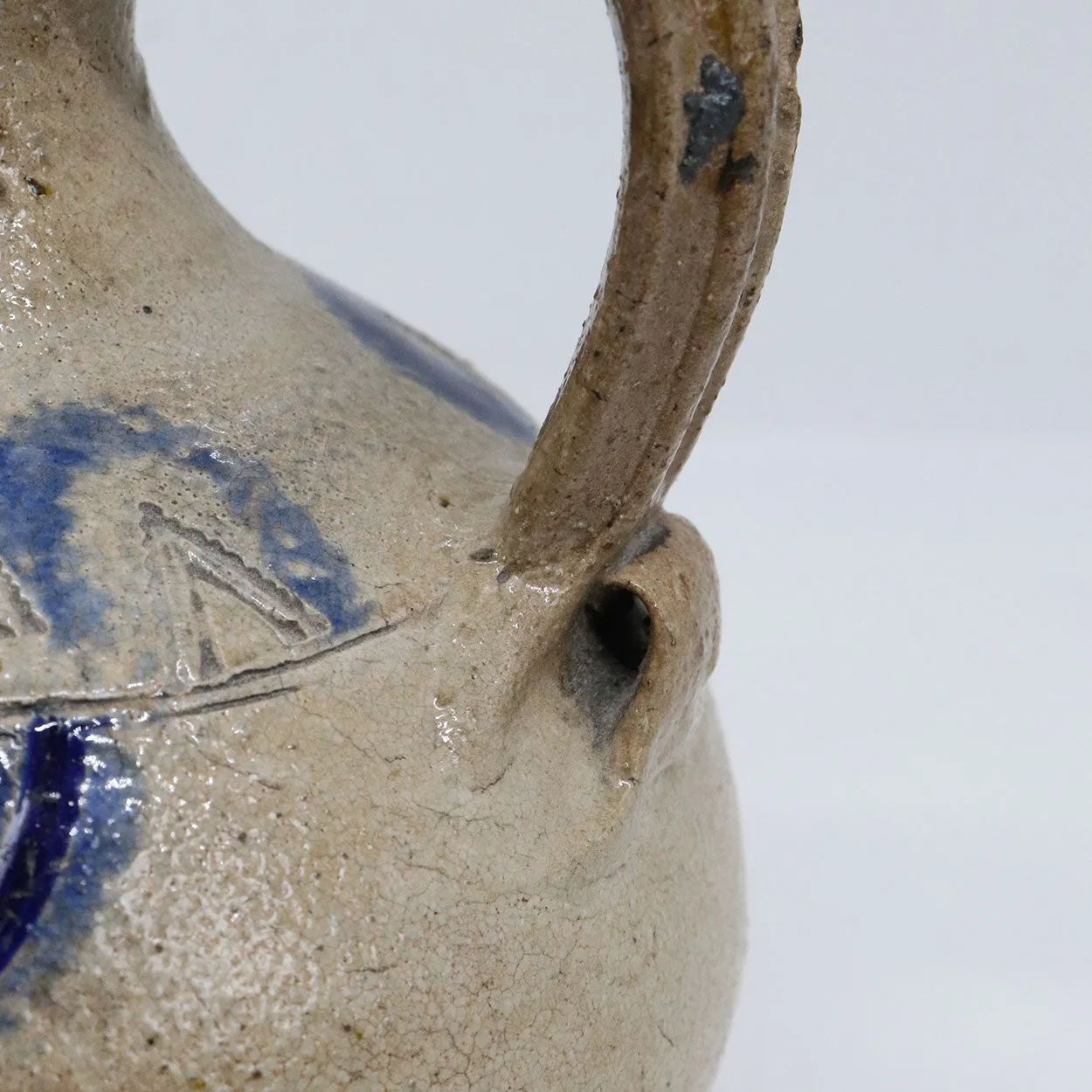 German Westerwald Salt Glazed Stoneware Ball-Belly (Kugelbauch) Jug