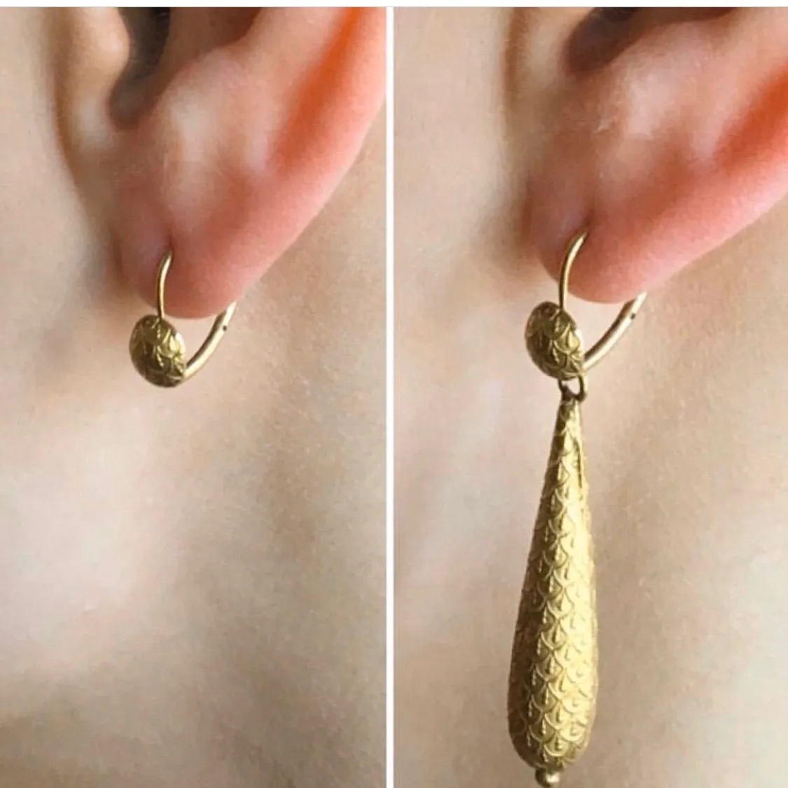 Gold Late Georgian Day and Night Earrings