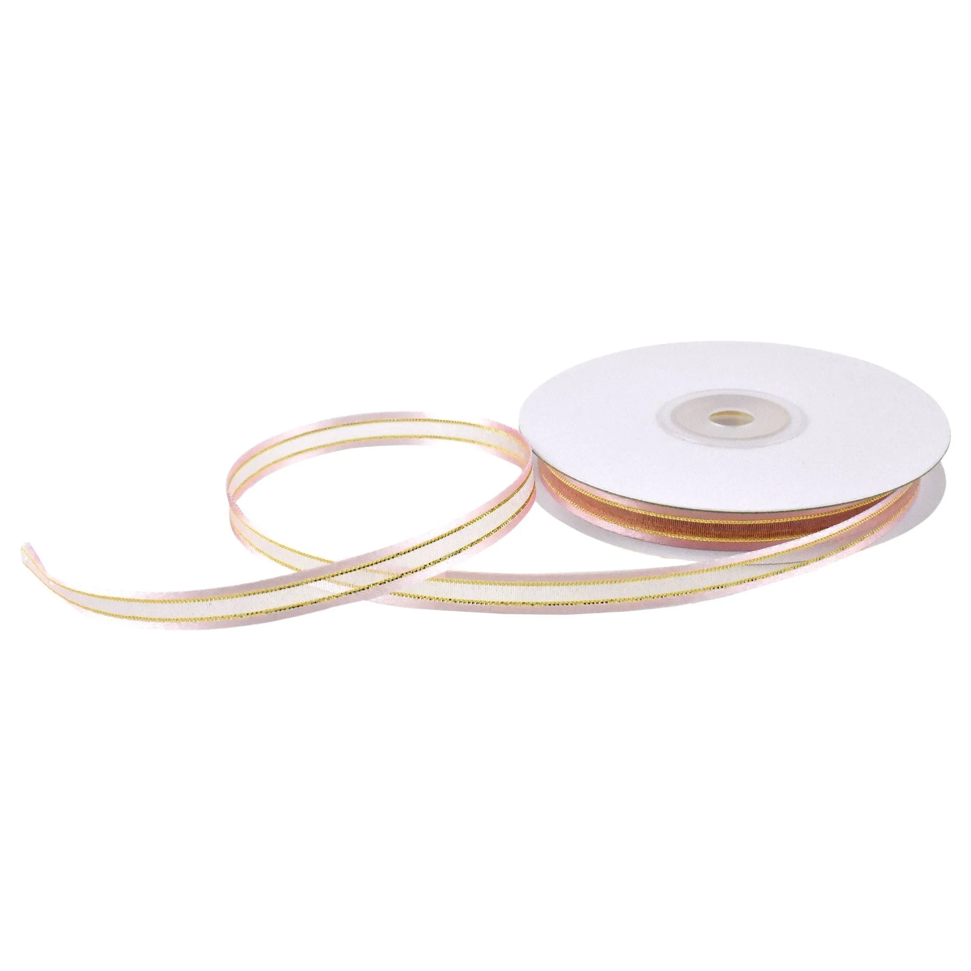 Gold-Lined Satin Edge Organza Ribbon, 25-yard