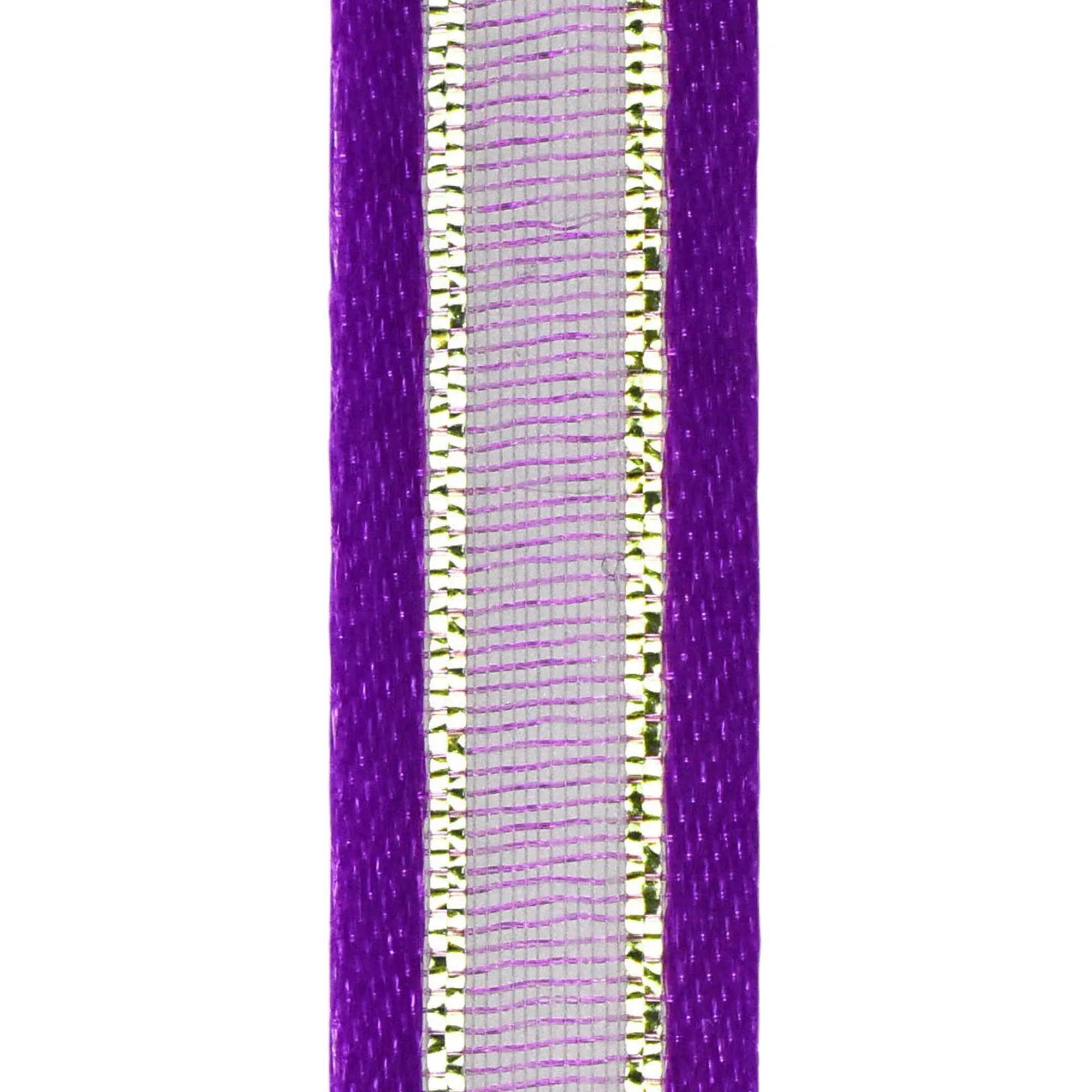 Gold-Lined Satin Edge Organza Ribbon, 25-yard
