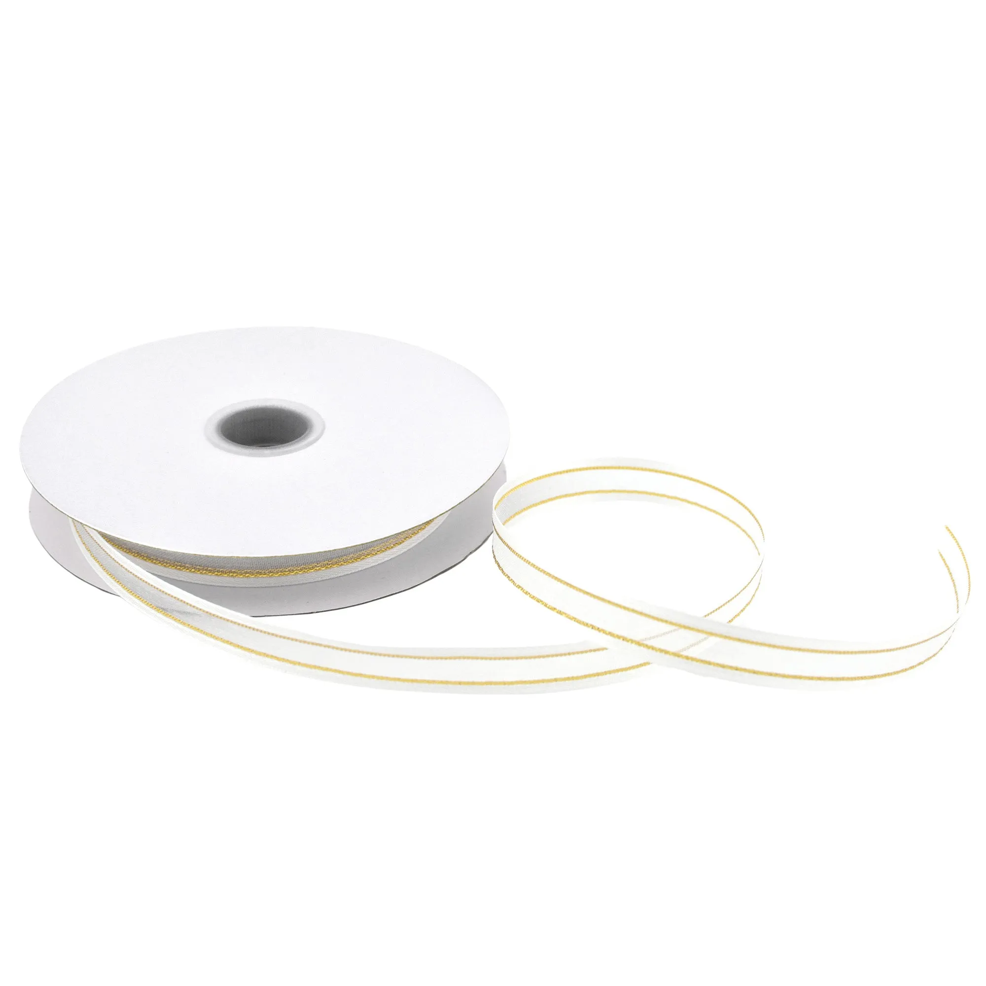 Gold-Lined Satin Edge Organza Ribbon, 25-yard