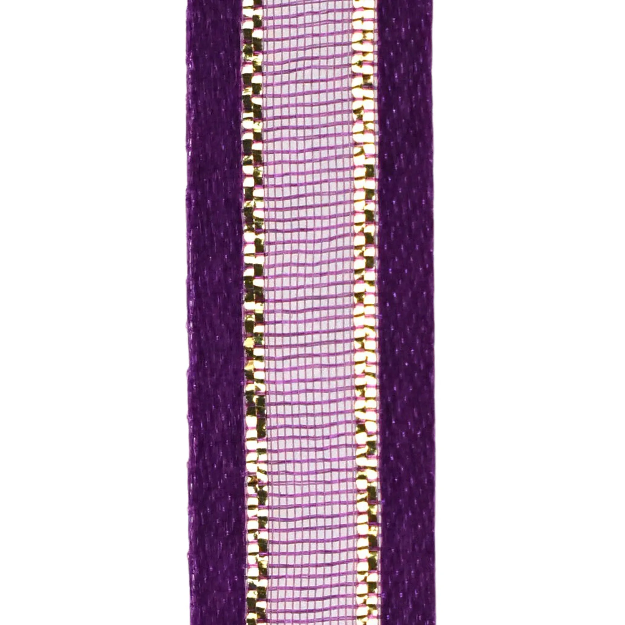 Gold-Lined Satin Edge Organza Ribbon, 25-yard