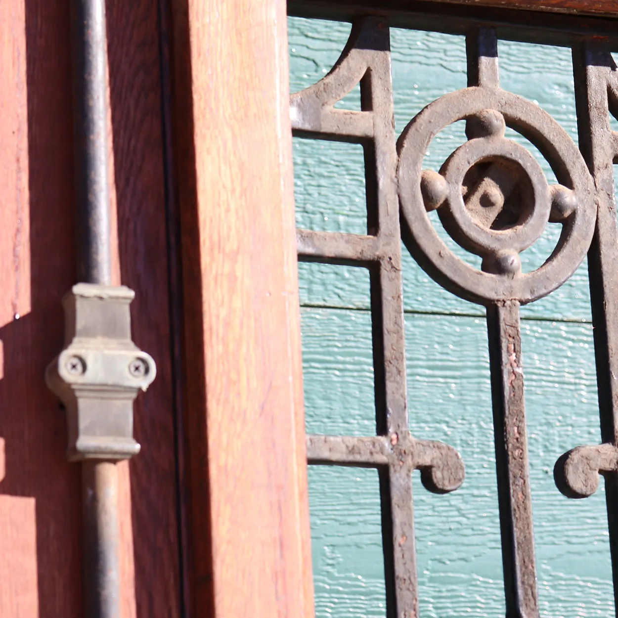 Grand French Napoleon III Oak and Wrought Iron Double Door Entry