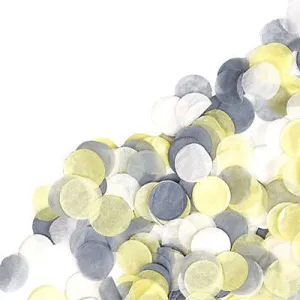 Gray Yellow White Tissue Paper Circle Confetti Party Decoration Grey Party Favor