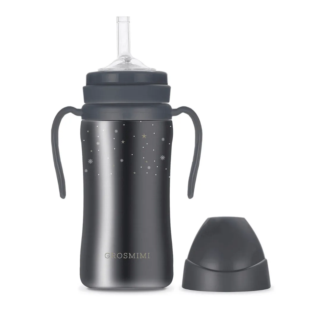 Grosmimi Stainless Straw Cup 200ml Charcoal