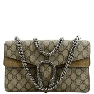 GUCCI Dionysus Small GG Supreme Canvas Shoulder Bag Beige 400249