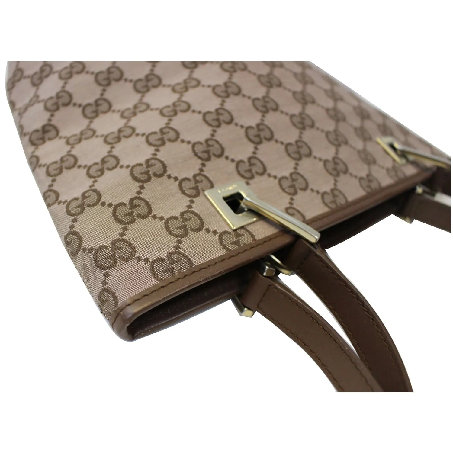 GUCCI GG Canvas Tote Shoulder Bag Brown