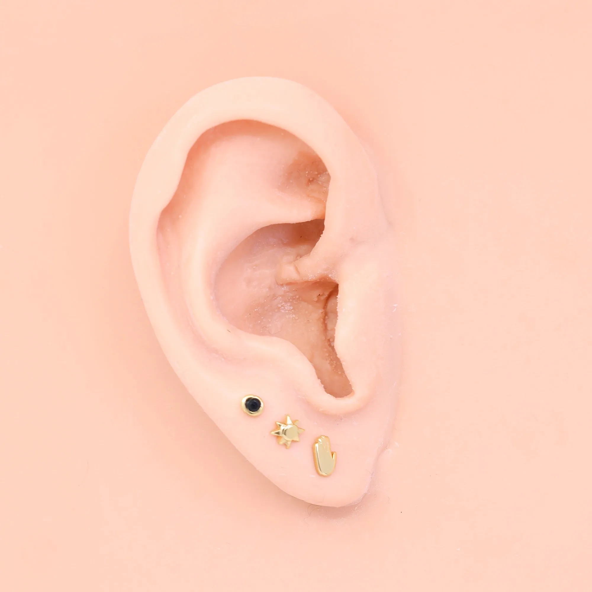 Hand Stud Earrings in Gold