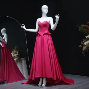 HELEN Luxury Sweetheart Fuchsia Long Evening Dress