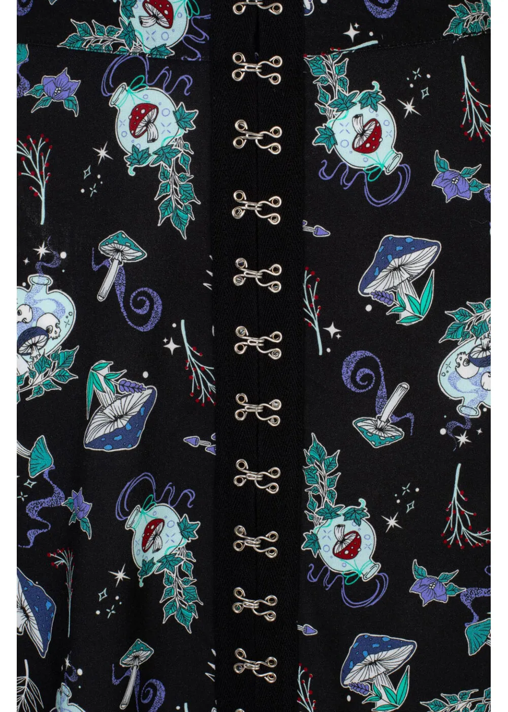 Hell Bunny Amanita Mushroom 80's Short Skirt Black