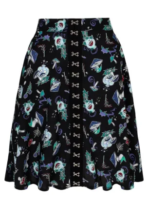 Hell Bunny Amanita Mushroom 80's Short Skirt Black