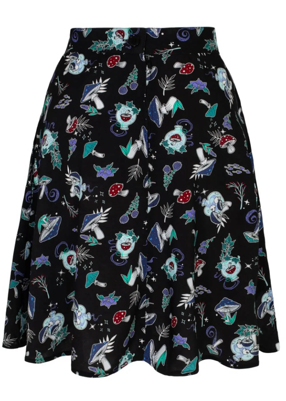 Hell Bunny Amanita Mushroom 80's Short Skirt Black