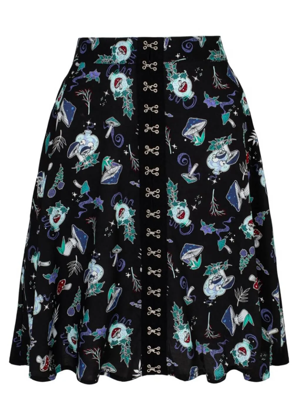 Hell Bunny Amanita Mushroom 80's Short Skirt Black