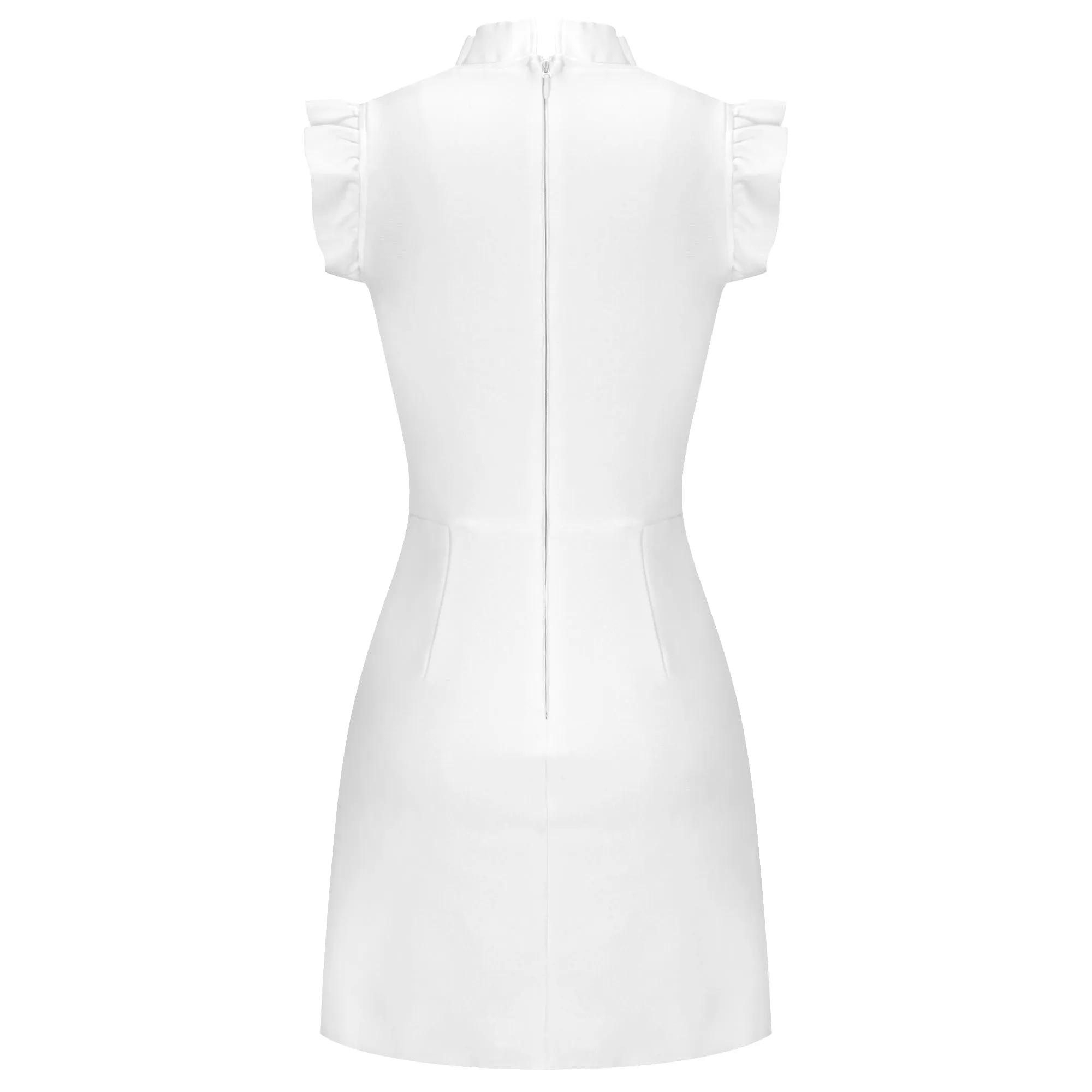 High Neck Sleeveless Frill Mini Bandage Dress