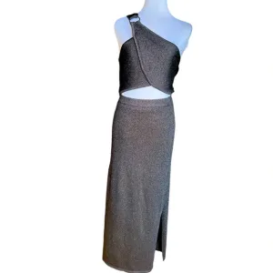 House of Harlow 1960 NWT Black Metallic Two-Piece long Skirt Set - Size M