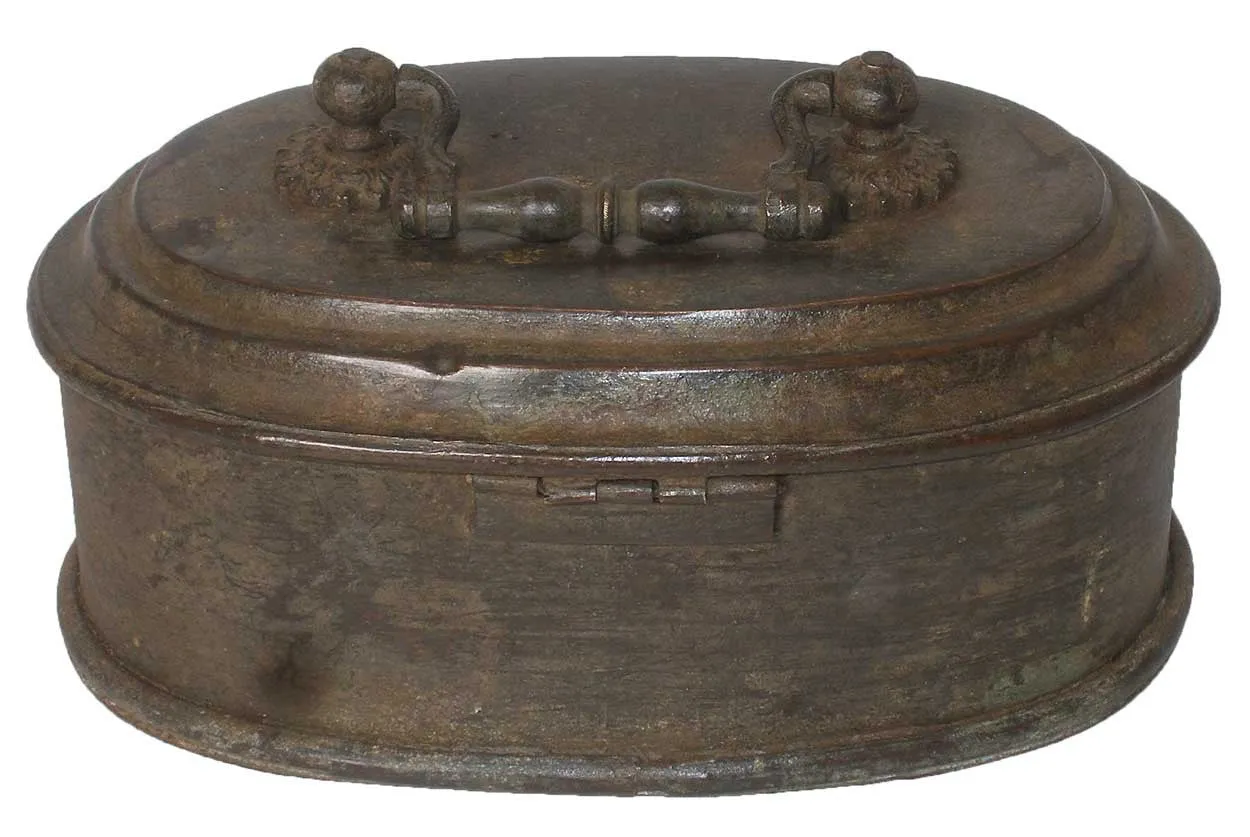 Indian Patinated Brass Betel Nut (Paan-Daan) Oval Box