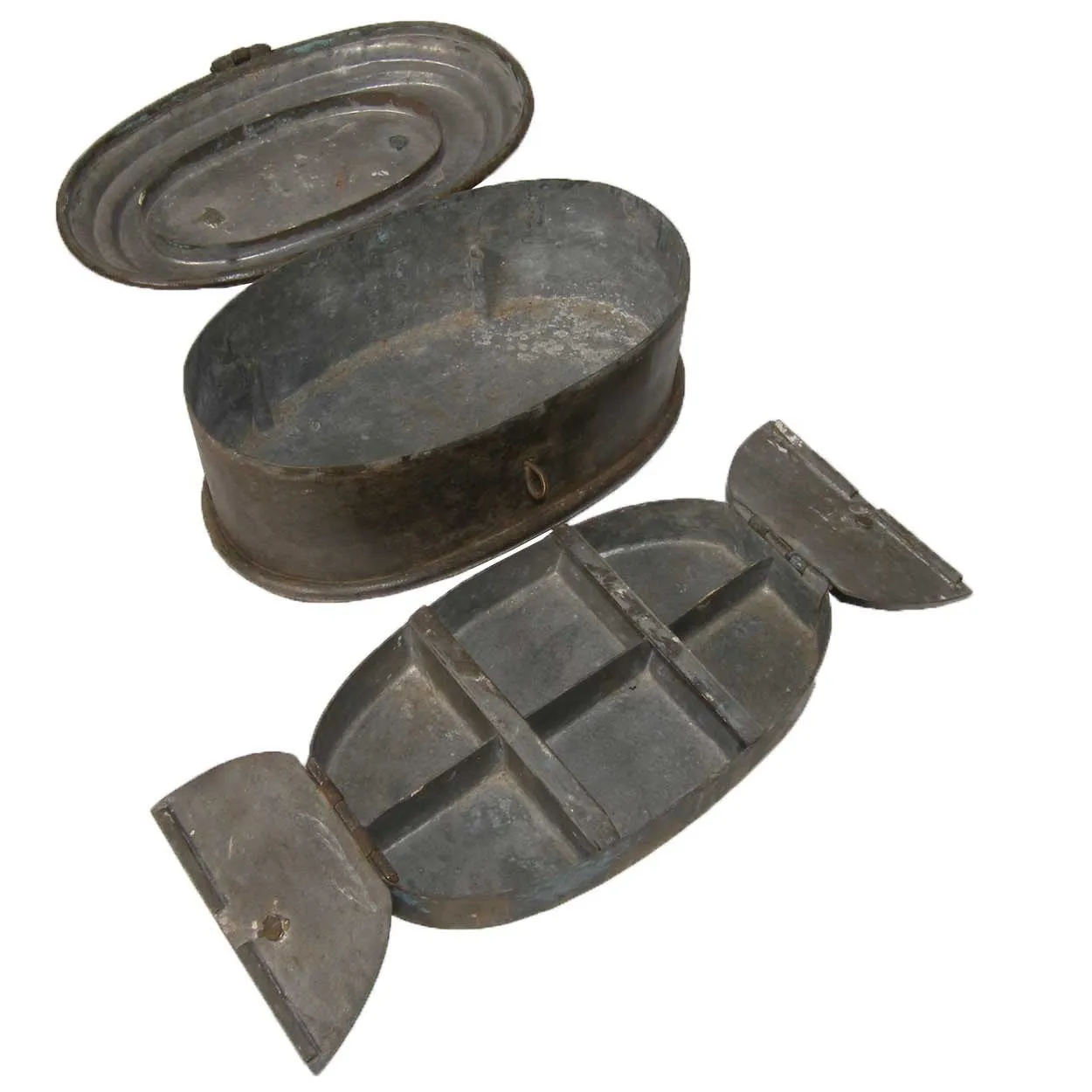 Indian Patinated Brass Betel Nut (Paan-Daan) Oval Box