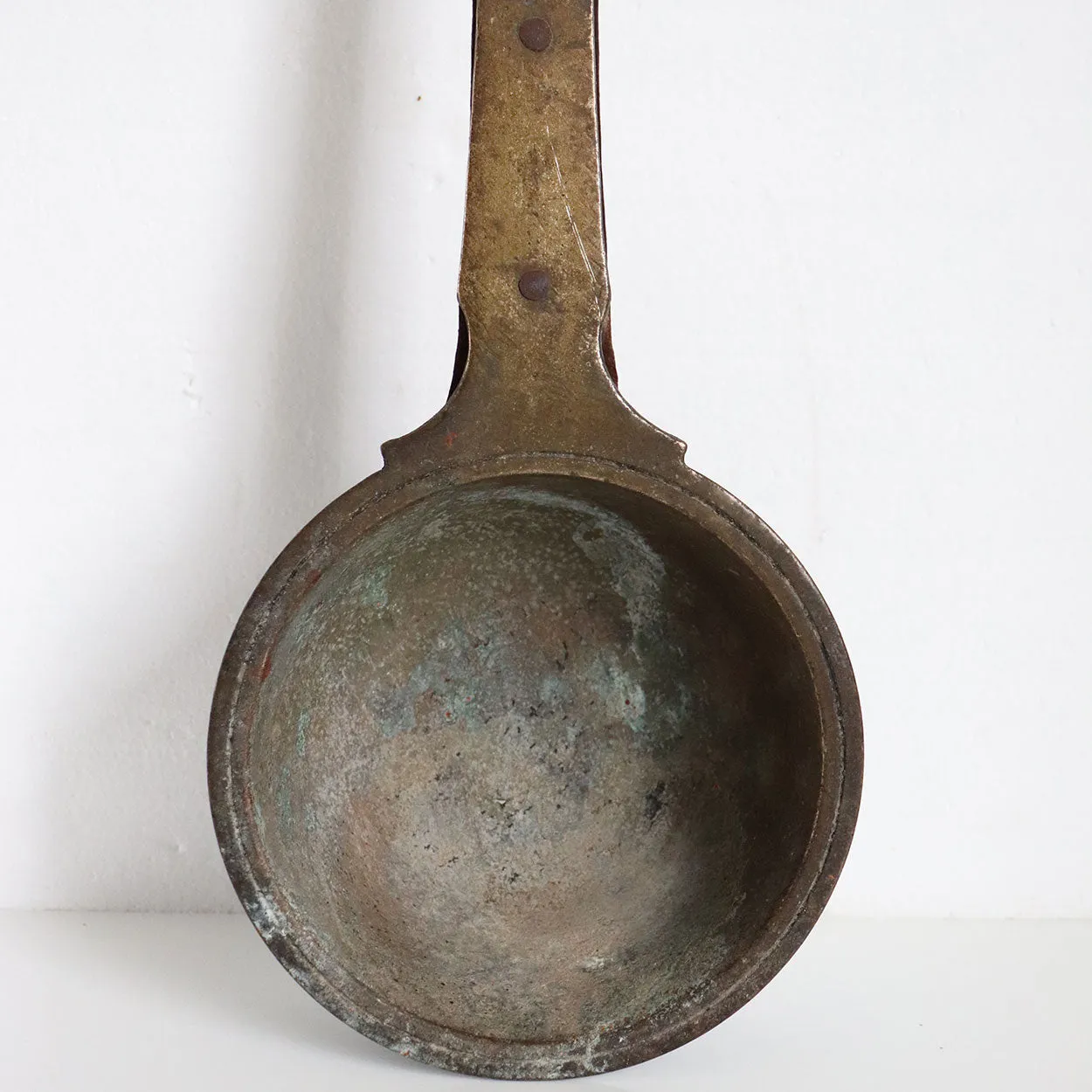 Indian Solid Bronze and Iron Kitchen Ladle Long Handle Spoon