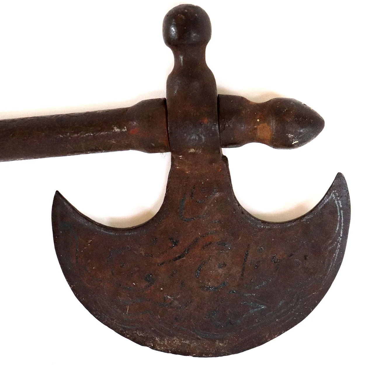 Indo-Persian Silver Inlaid Iron Tabar / Battle Axe