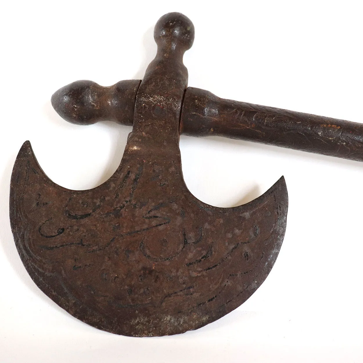 Indo-Persian Silver Inlaid Iron Tabar / Battle Axe