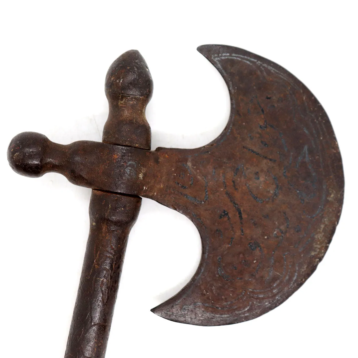 Indo-Persian Silver Inlaid Iron Tabar / Battle Axe