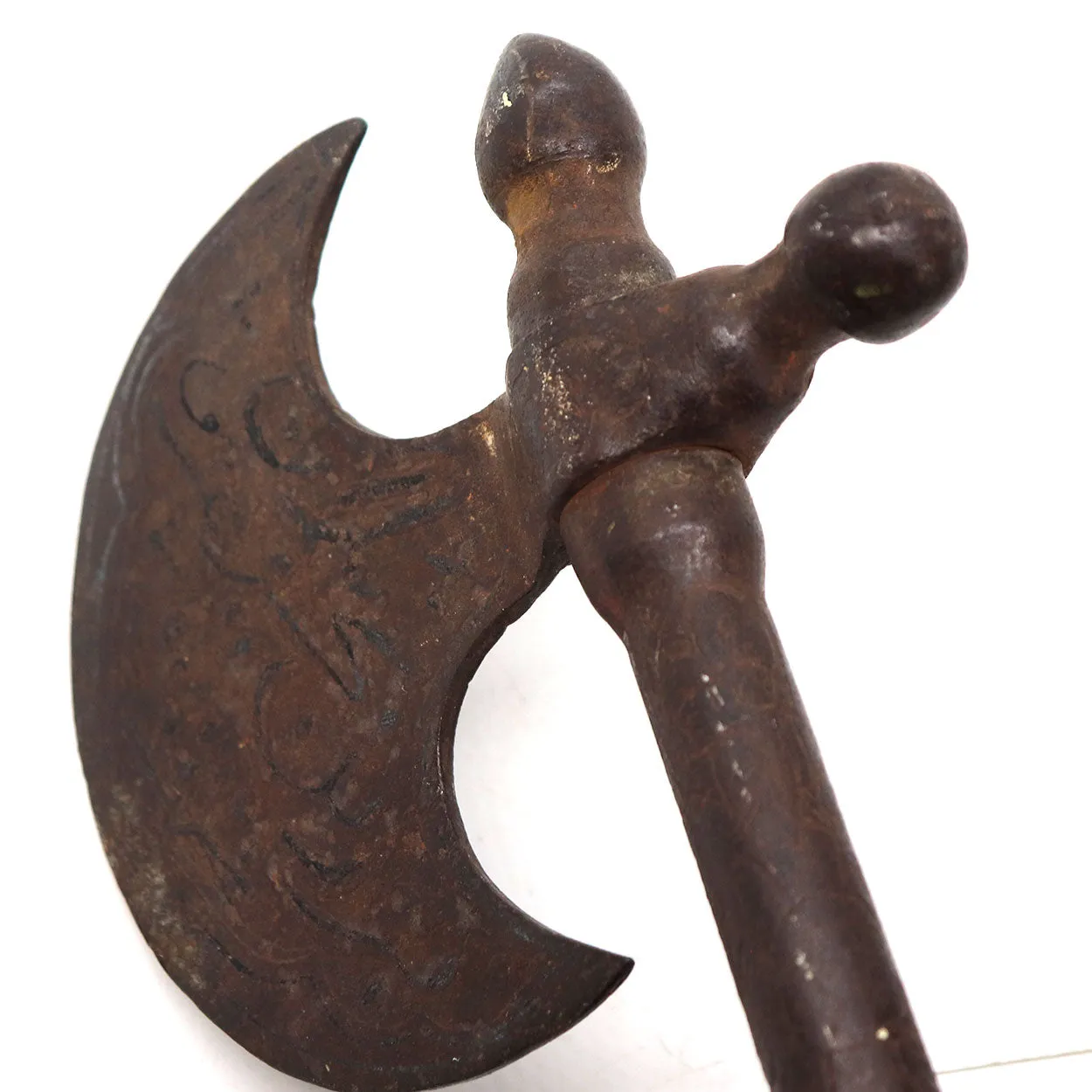 Indo-Persian Silver Inlaid Iron Tabar / Battle Axe