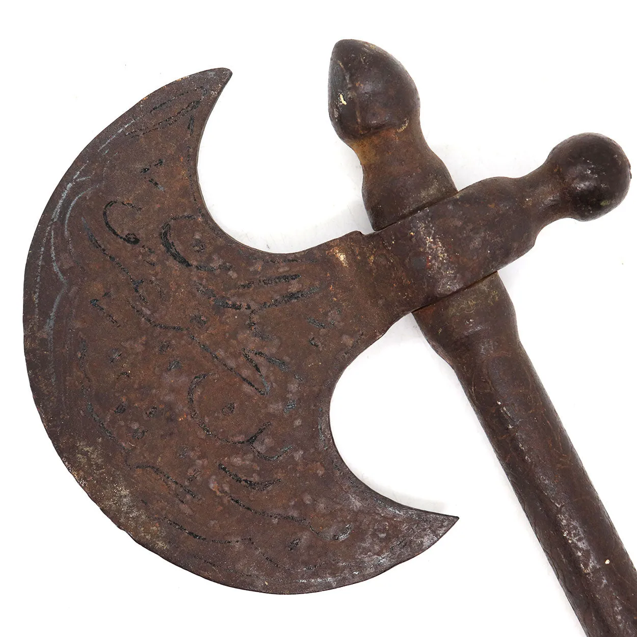 Indo-Persian Silver Inlaid Iron Tabar / Battle Axe