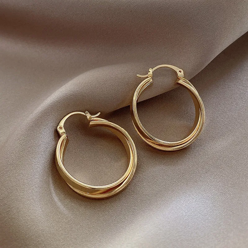 INSTOCK- 925 silver needle Hong Kong style retro metal earrings