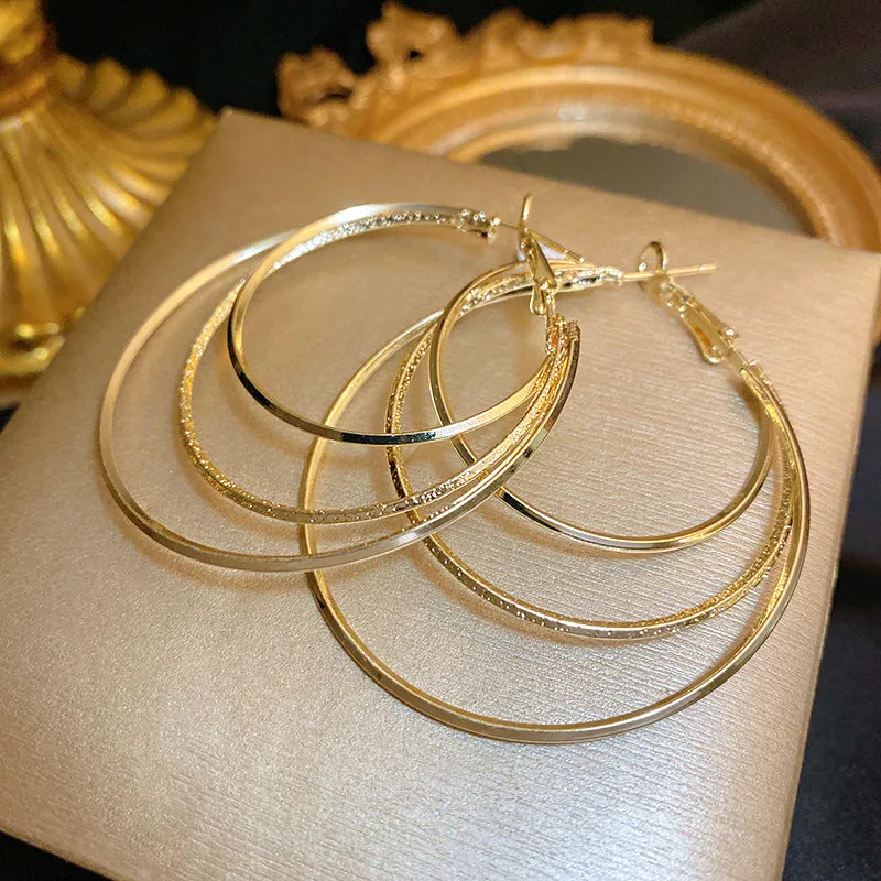 INSTOCK- 925 silver needle Hong Kong style retro metal earrings