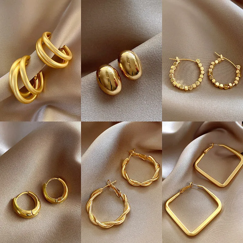 INSTOCK- 925 silver needle Hong Kong style retro metal earrings