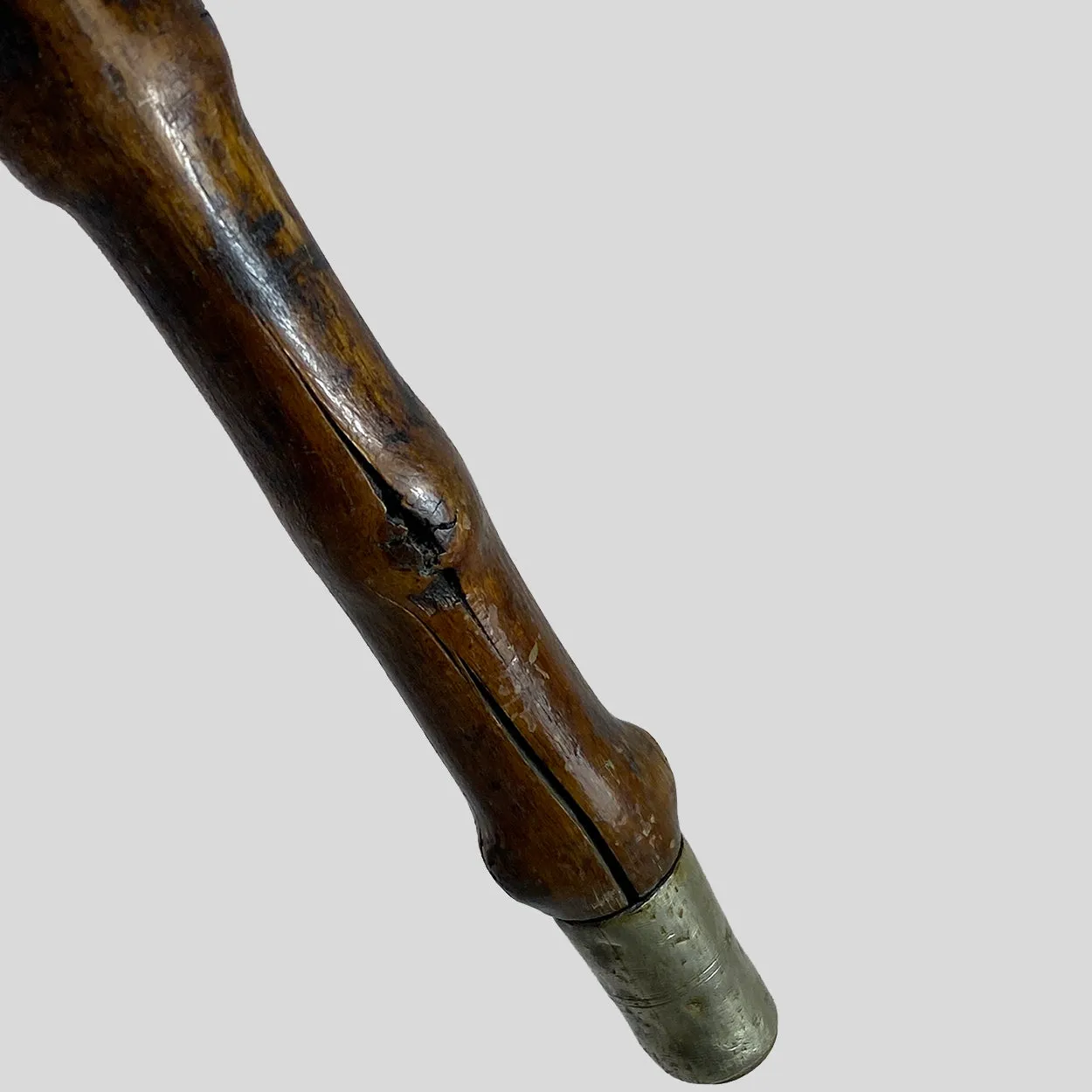 Irish Chased Silver Mounted Horn and Blackthorn Cane / Walking Stick