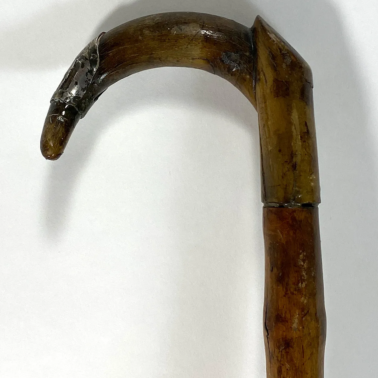 Irish Chased Silver Mounted Horn and Blackthorn Cane / Walking Stick