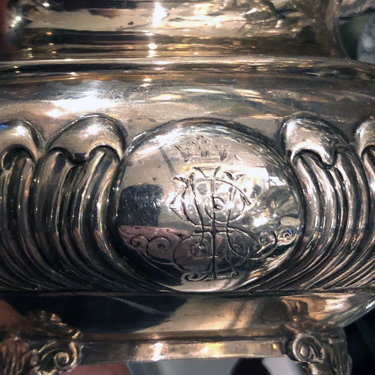 Irish George III James Scott Sterling Silver Acorn Finial Armorial Teapot