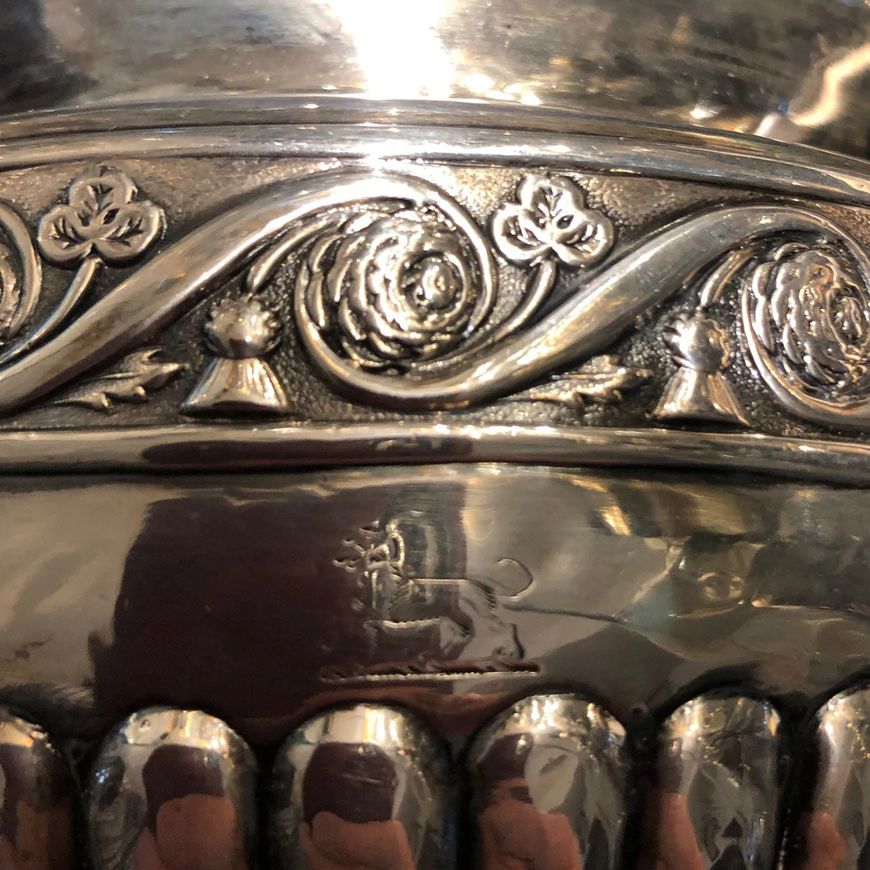 Irish George III James Scott Sterling Silver Acorn Finial Armorial Teapot