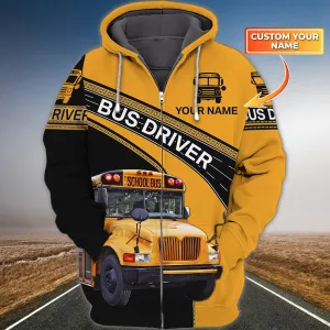 It Takes Heart To Be A Bus Driver - Personalized Name 3D Zipper Hoodie - 204