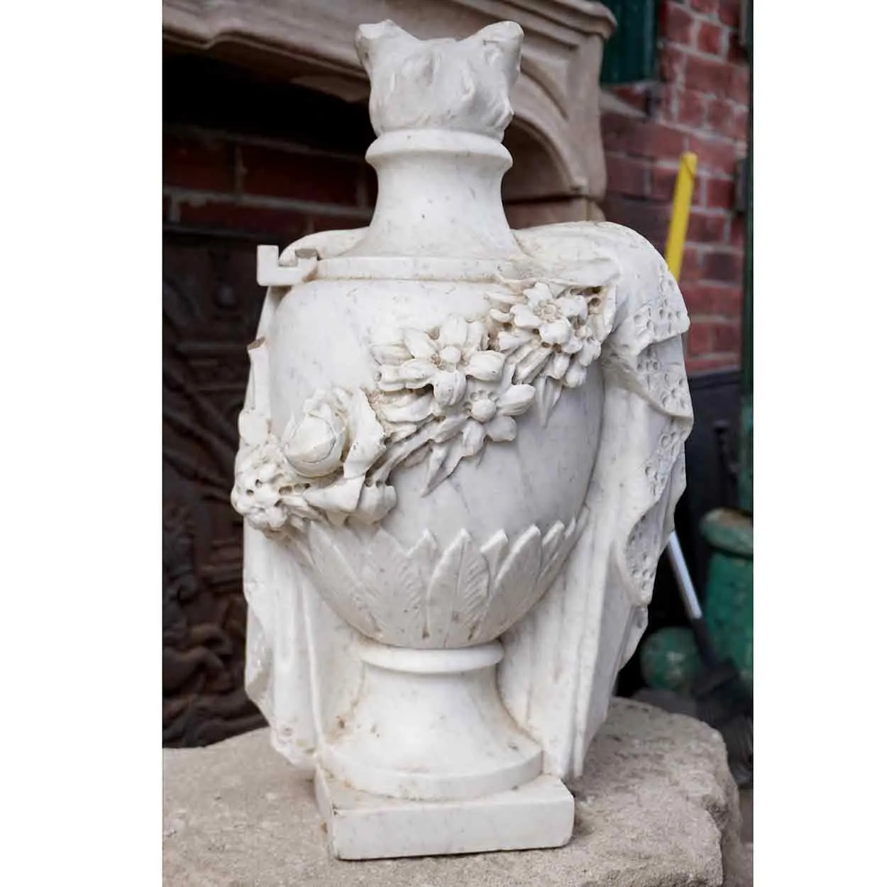 Italian White Marble Garden Urn