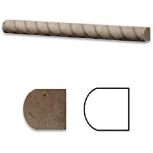Ivory Medium Travertine Honed 1 X 12 Rope Liner Trim Molding - Box of 5 pcs.