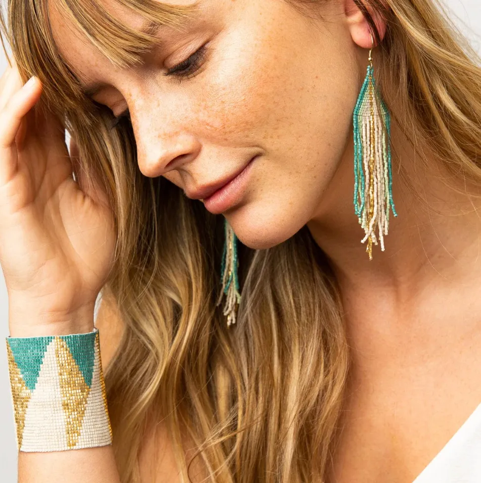 Ivory With Teal Ombre Luxe Earring