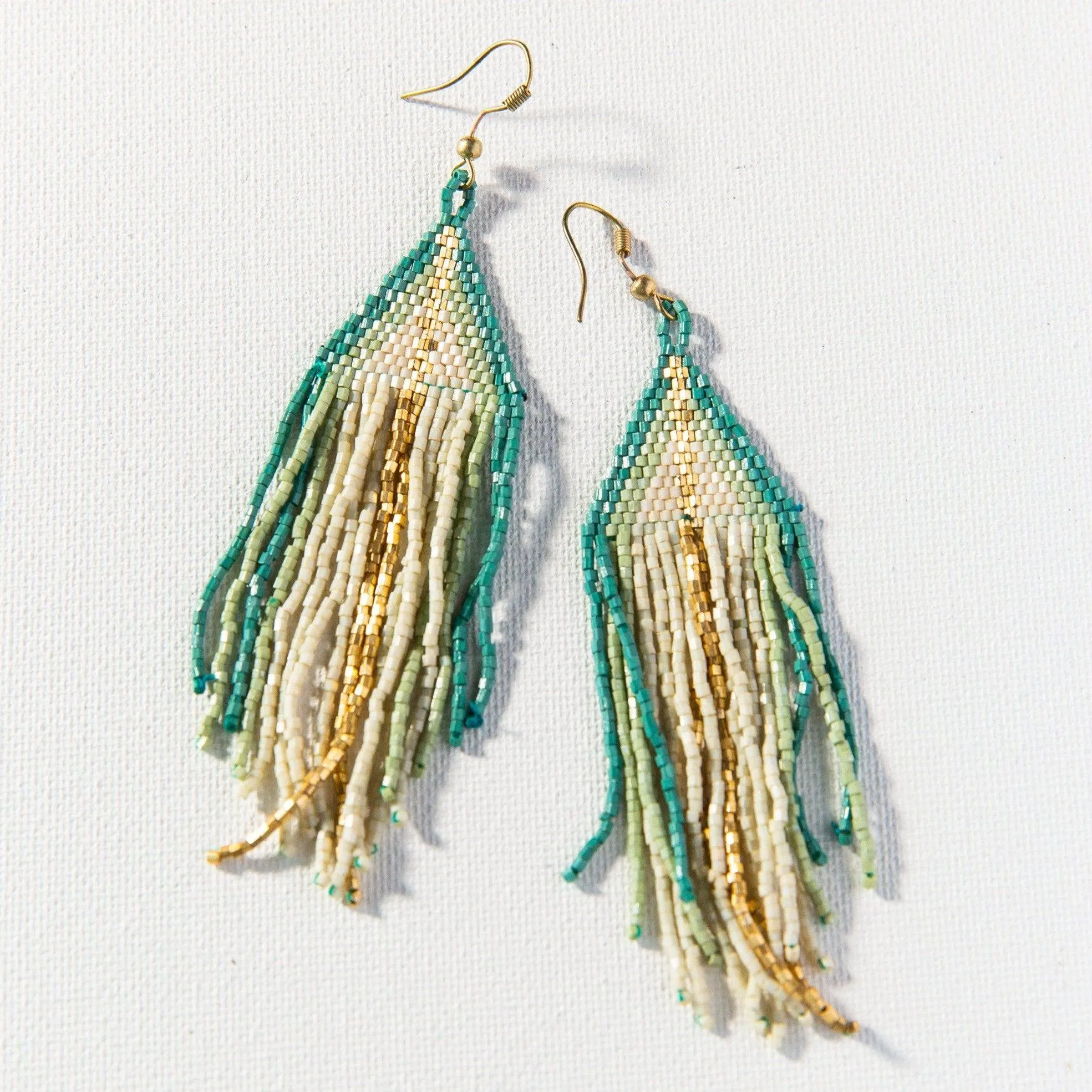 Ivory With Teal Ombre Luxe Earring