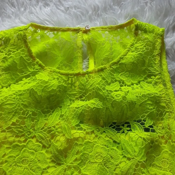 J. Crew Neon Yellow Lace Sheath Dress Size…