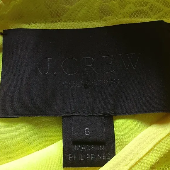 J. Crew Neon Yellow Lace Sheath Dress Size…